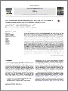 Melt inclusions in alluvial sapphires from Montana, USA: Formation of sapphires as a restitic component of lower crustal melting?